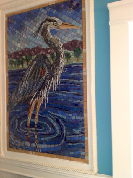 great blue heron mosaic